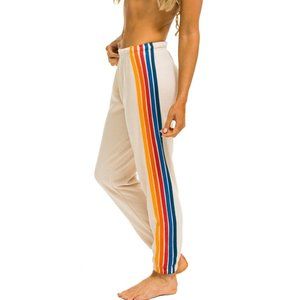 Aviator Nation WOMEN'S 5 STRIPE SWEATPANTS -VINTAGE WHITE 2